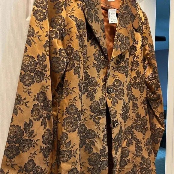 Versailles NewYork VTG suit blazer, gold, and navy floral USA lined NWT size 16 - Picture 4 of 7